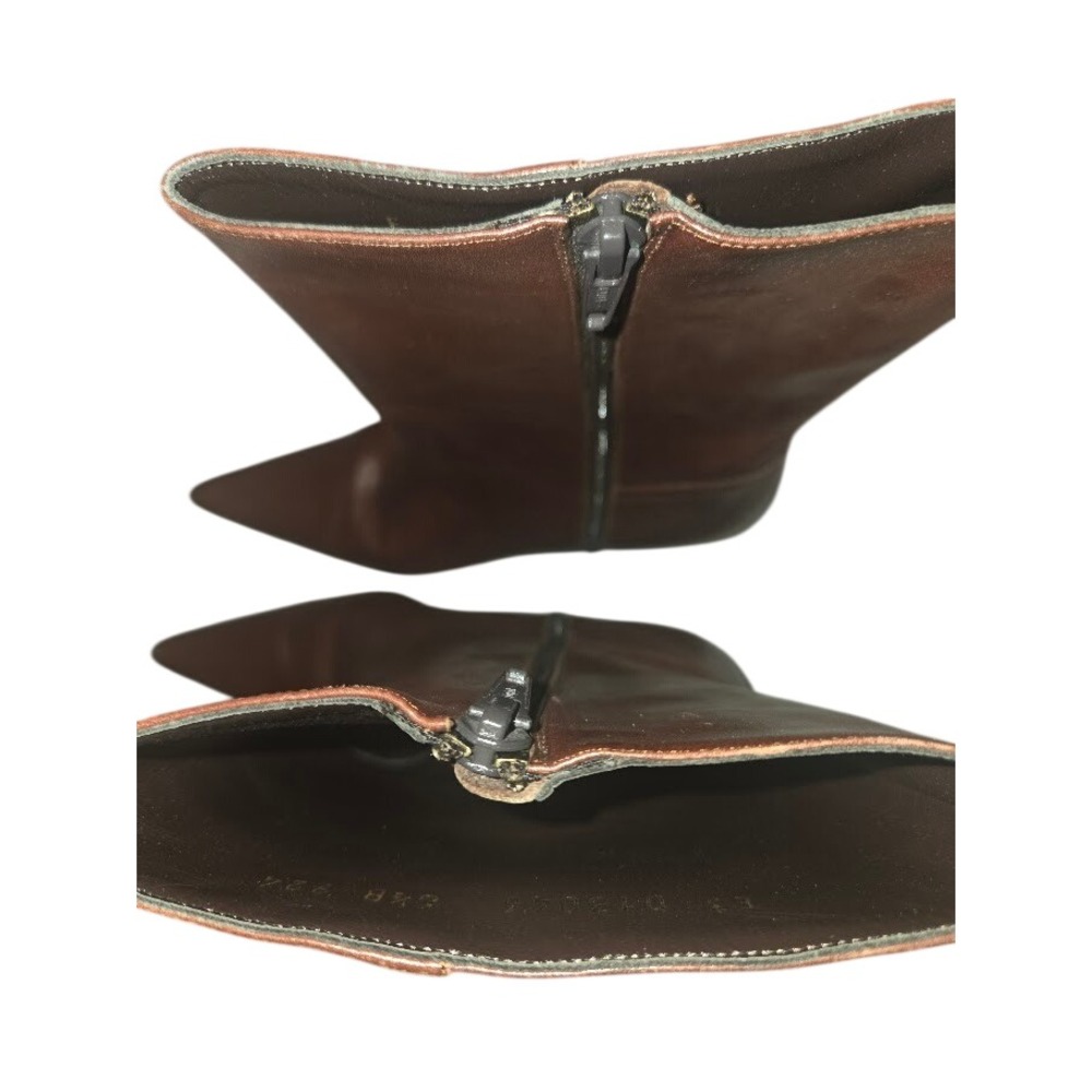 Cole Haan Brown Leather Pointed Toe Kitten Heel  Boots‎ Womens 6.5 B - Picture 3 of 6